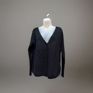 WILFRED Black Metallic Button Cardigan Sweater Size Medium Italian Wool